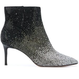 ALICE AND OLIVIA , Elegant Black and Silver  rhinestone Women's Ankle Boots NEW